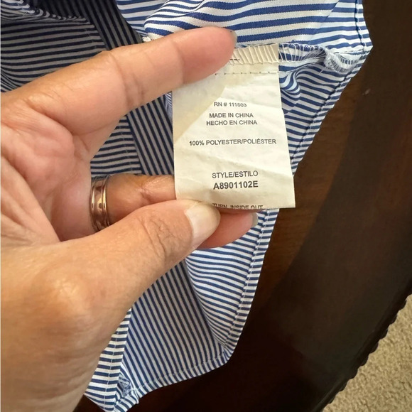 As U Wish NWT Women’s Dress Off theShoulder Blue White Stripe Embroidered- M - Picture 6 of 9